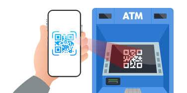 ATM의 QR코드를 스캔하는 이미지